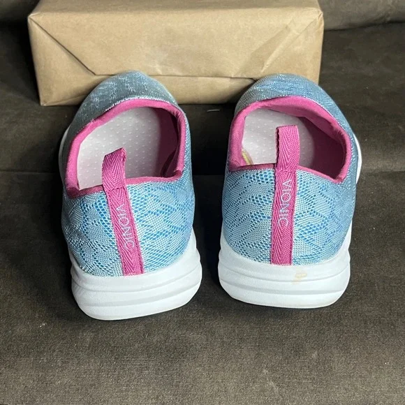 Vionic Women's Slip-On Sneakers Mesh Comfort Walking Shoes Size 8 Blue Pink - Picture 3 of 5